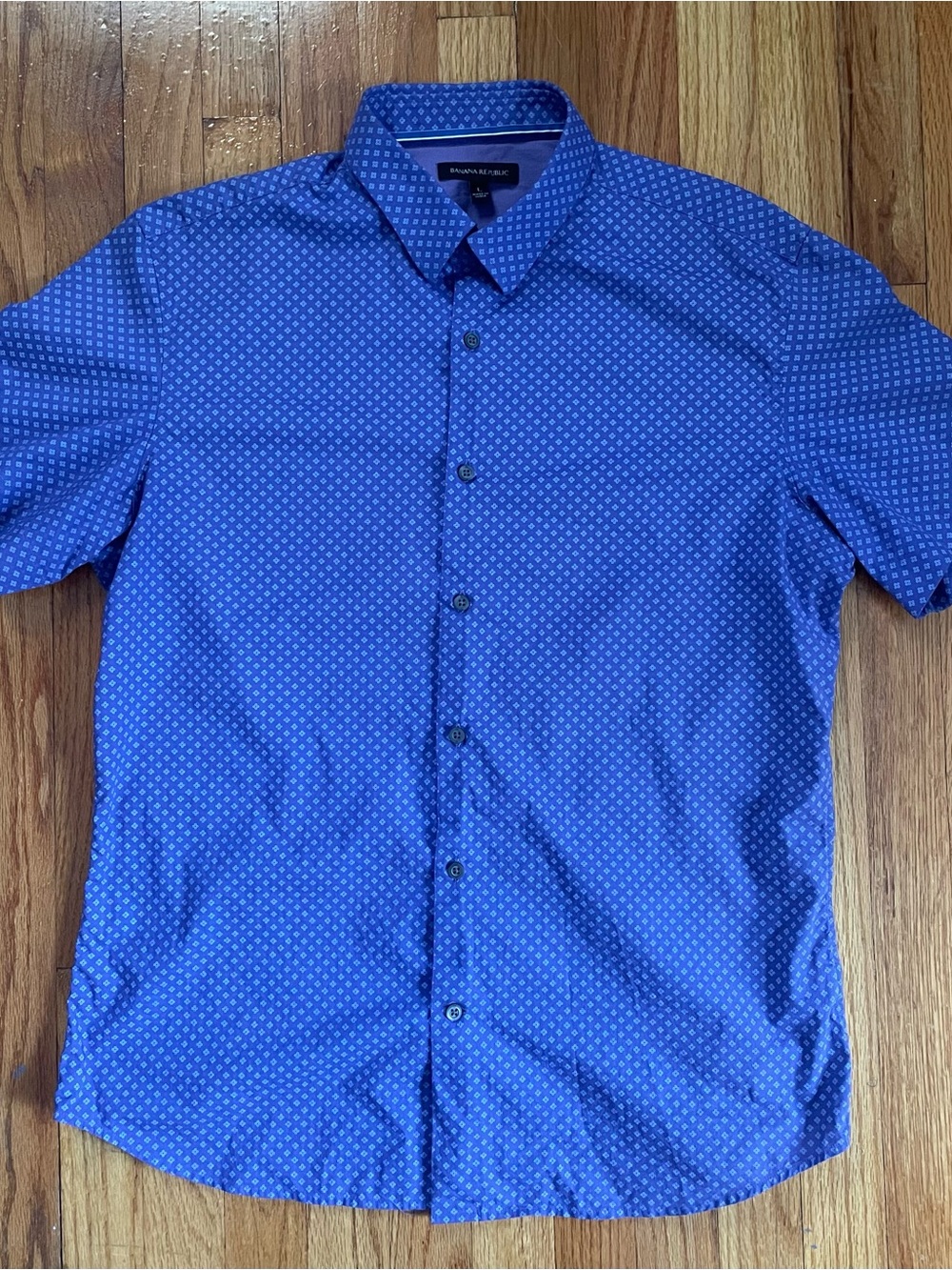 Banana Republic Purple Patterned Short Sleeve Button-Down Shirt Men’s L Casual